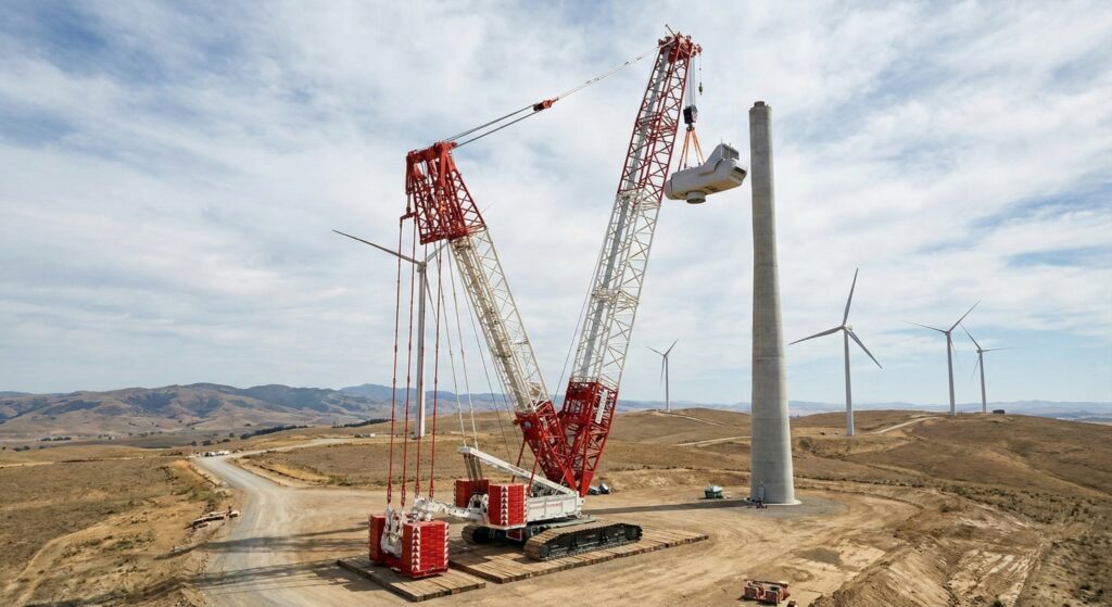 Wind turbine crane installation